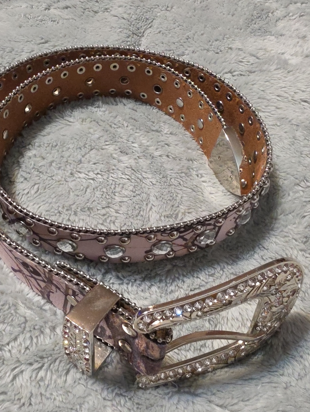 BLAZIN ROXX BLING BELT, Sz.S Brown & Pink W/rhinestone & Silvertone Buckle EUC